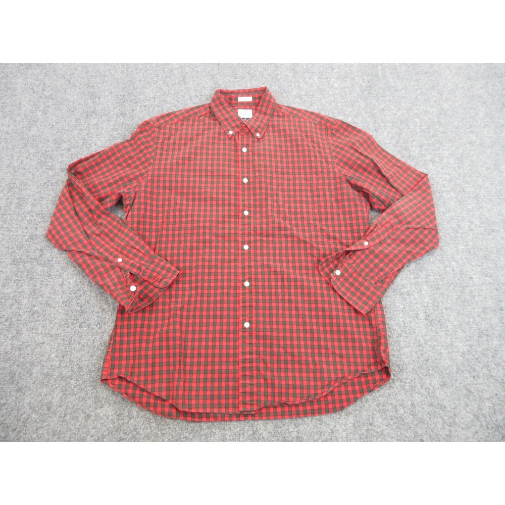 J CREW Shirt Mens L Red Check 100% Cotton Long Sleeve Button Down Classic Casual - Picture 1 of 10